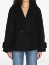 Chloé Chloe Women Short Coat With Ruffles In Black