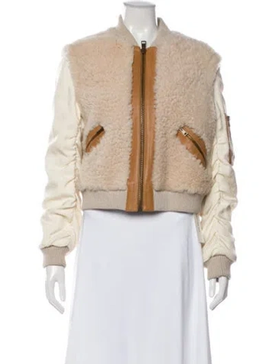 Pre-owned Chloé Shearling Bomber Jacket In Neutral