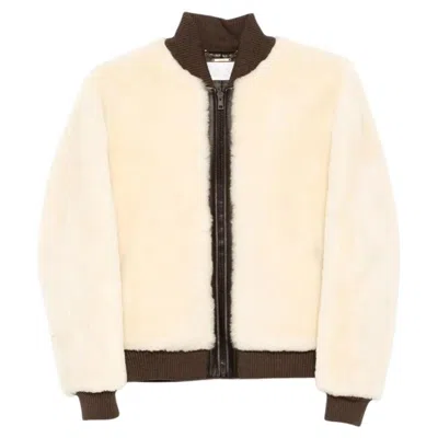 Pre-owned Chloé Shearling Bomber Jacket In White