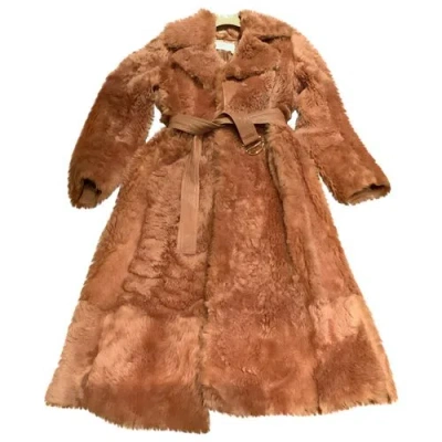 Pre-owned Chloé Shearling Coat In Camel