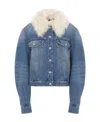 Chloé Shearling-collar Denim Jacket In Blue