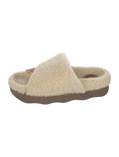 Pre-owned Chloé Shearling Colorblock Pattern Espadrilles In Neutral