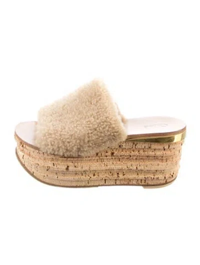 Pre-owned Chloé Shearling Espadrilles In Neutral