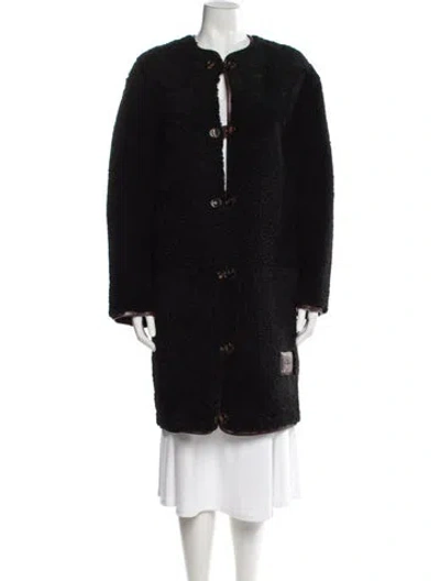 Pre-owned Chloé Shearling Faux Fur Coat In Black