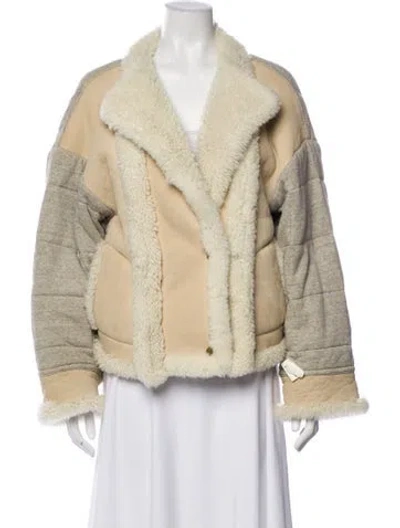 Pre-owned Chloé Shearling Faux Fur Jacket In Neutral