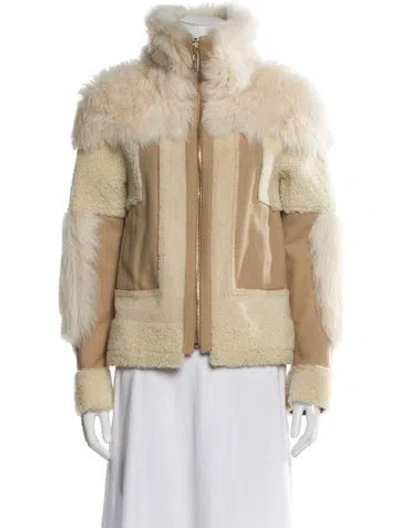 Pre-owned Chloé Shearling Faux Fur Jacket In Neutral
