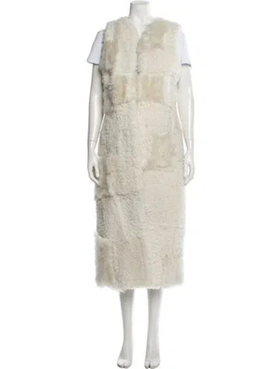 Pre-owned Chloé Shearling Fur Coat In Neutral