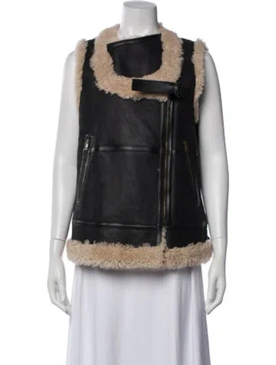 Pre-owned Chloé Shearling Fur Jacket In Black