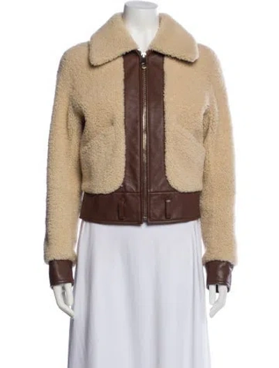 Pre-owned Chloé Shearling Fur Jacket In Neutral