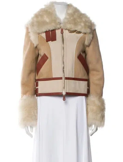 Pre-owned Chloé Shearling Fur Jacket In Neutral