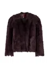 Chloé Oversized Shearling Short Coat In Brown