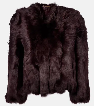 Chloé Silky Iron Lambskin Shearling Jacket In Brown