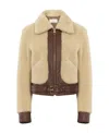 Chloé Shearling Leather Jacket In Nude