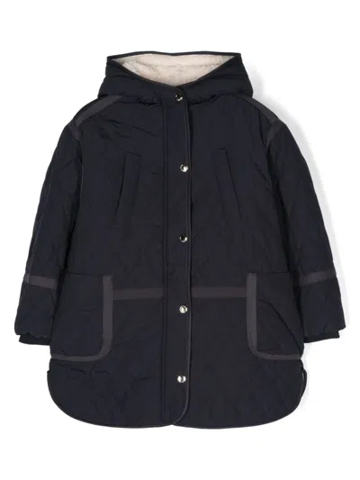 Chloé Kids' Shearling-lining Quilted Jacket In Blue