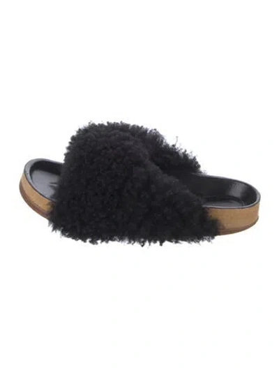 Pre-owned Chloé Shearling Slides In Black