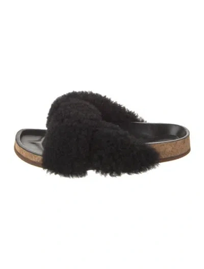 Pre-owned Chloé Shearling Slides In Black
