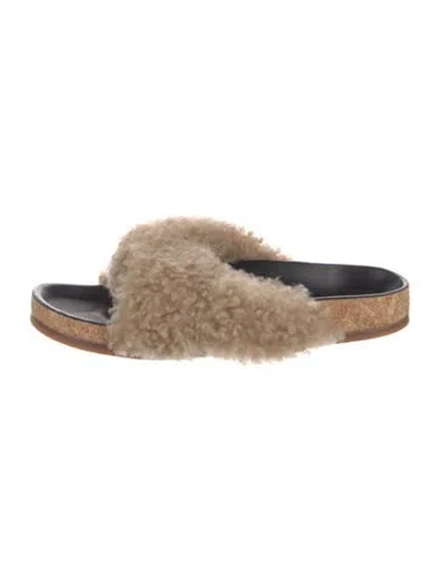 Pre-owned Chloé Shearling Slides In Brown