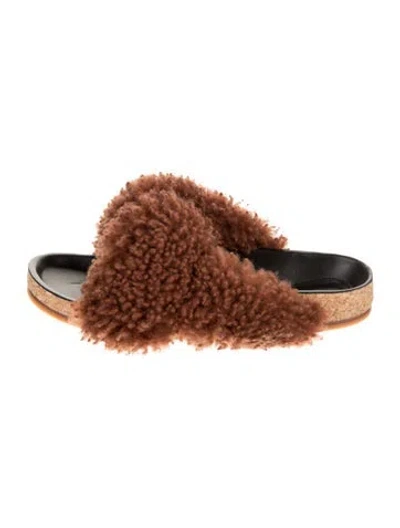 Pre-owned Chloé Shearling Slides In Multi