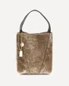 Chloé Shearling Small Spin Tote Bag In Brown