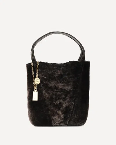 Chloé Shearling Spin Tote Bag In Brown