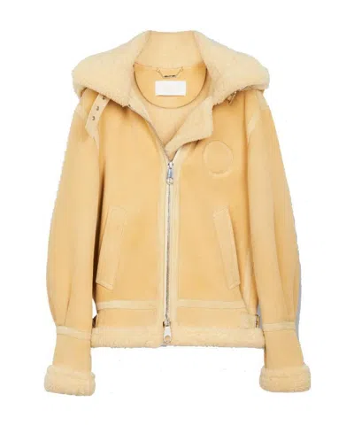 Chloé Shearling Trim Aviator Jacket