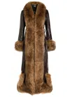 Chloé Lamb Shearling-trim Shiny Leather Long Coat In Brown