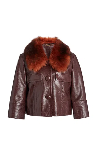 Chloé Shearling-trimmed Leather Jacket In Brown