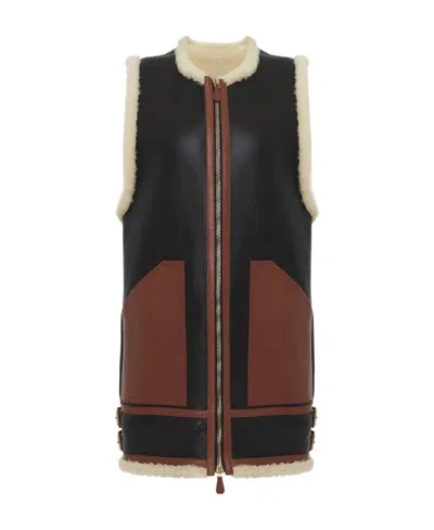 Chloé Sheepskin Vest In Black