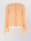 Chloé Sheer Fabric Blouse Drawstring Cuffs In Multi
