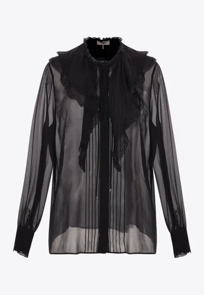 Chloé Sheer Georgette Ruffled Shirt In Black