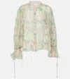 Chloé Floral Silk Balloon-sleeve Button-down Top In Multicoloured