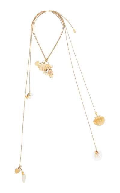 Chloé Shell And Pearl Wrap Pendant Necklace In Gold