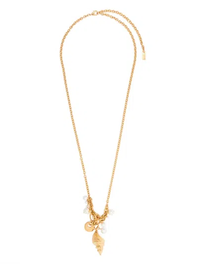 Chloé Women Metallic Necklace With Adjustable Closure And Charms In Brass Woman In Gold