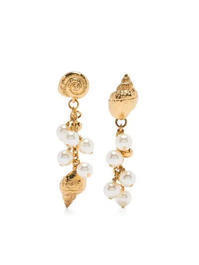 Chloé Womens Vintage Gold Shell-motif Pendant Brass Earrings