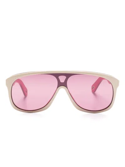 Chloé Aviator-frame Acetate Sunglasses In Pink