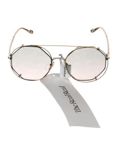 Pre-owned Chloé Shield Gradient Sunglasses In Gold