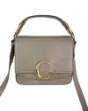 Chloé Chloe Shiny Calfskin Suede Small C Motty Gray Sh