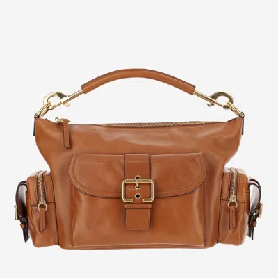 Chloé Camera Leather-trimmed Suede Shoulder Bag In Brown