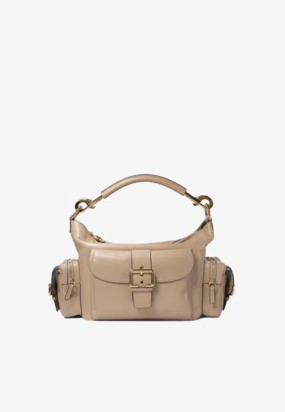 Chloé Shiny Leather Camera Bag In Sand