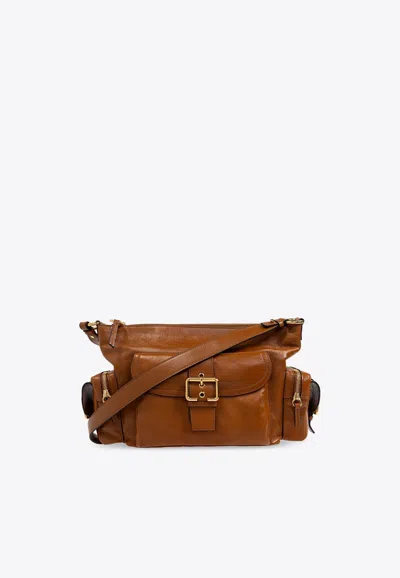 Chloé Shiny Leather Camera Shoulder Bag In Brown