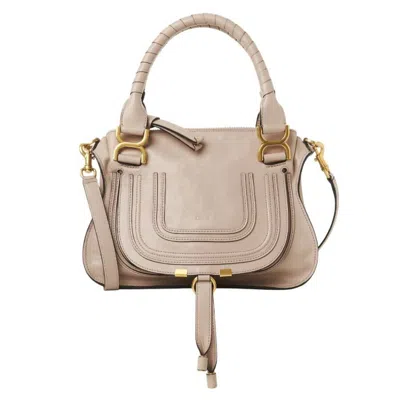 Chloé Chloe Shiny Leather Small Marcie Crossbody Bag In Sand