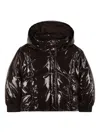 Chloé Kids Shiny Hooded Puffer Jacket In Brown