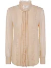 Chloé Women's Fitted Blouse With Ruffles Shirt In Beige