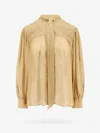 Chloé Silk Shirt With Metallic Stripes And Lurex In Neutral