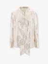 Chloé Lavallière Silk And Lurex Shirt In Beige