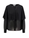 Chloé Blouse Cape En Georgette De Soie Femme Noir Taille 40 100% Soie, Pinctada Maxima, Farmed, Coo Austra In Black