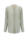 Chloé Oversized Silk Blouse In Blue - White 1