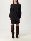 Chloé Silk Blend Ruffled Dress Long Sleeves In Black