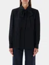 Chloé Bow Tie Neck Long Sleeves Pleated Back In Schwarz