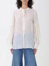 Chloé Blouse Tunique Manches Bouffantes Femme Blanc Taille 42 100% Laine Vierge In White